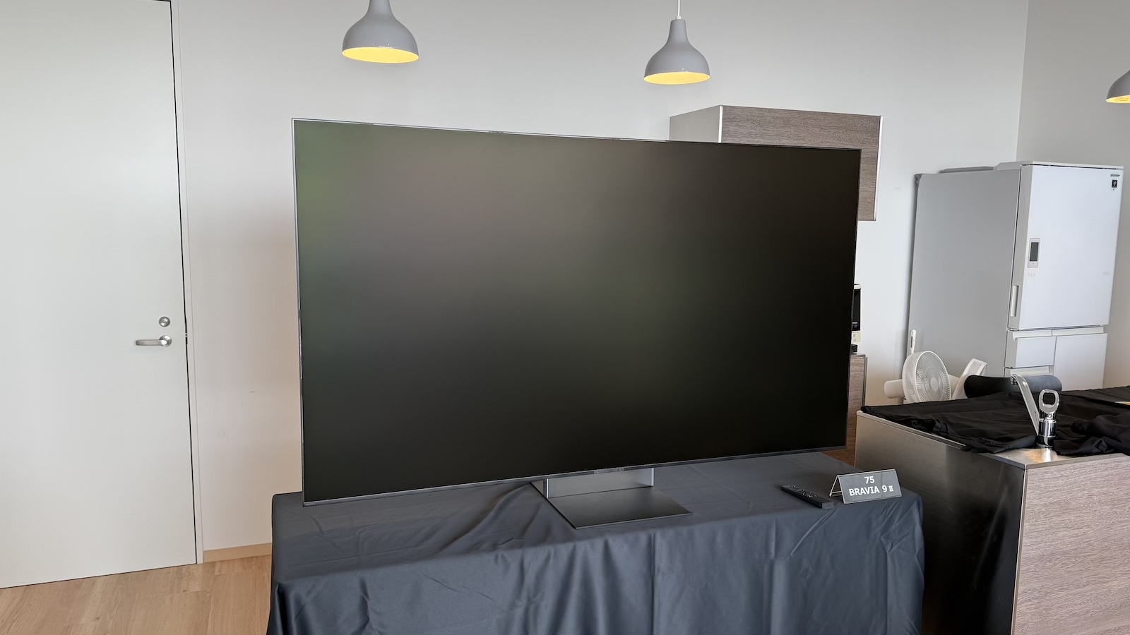 The Sony Bravia 9 II, photographed on a grey desk