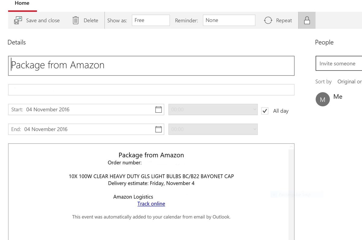 Outlook Calendar now automatically adds events for Amazon deliveries