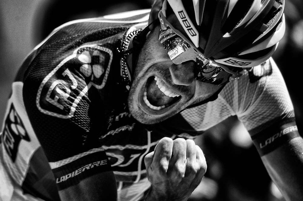 Thibaut Pinot celebrates winning stage 20 of the 2015 Tour de France