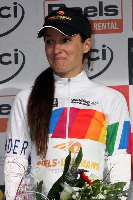 Lizzy Armitstead (Boels Dolmans) in the first World Cup leader's jersey of 2014
