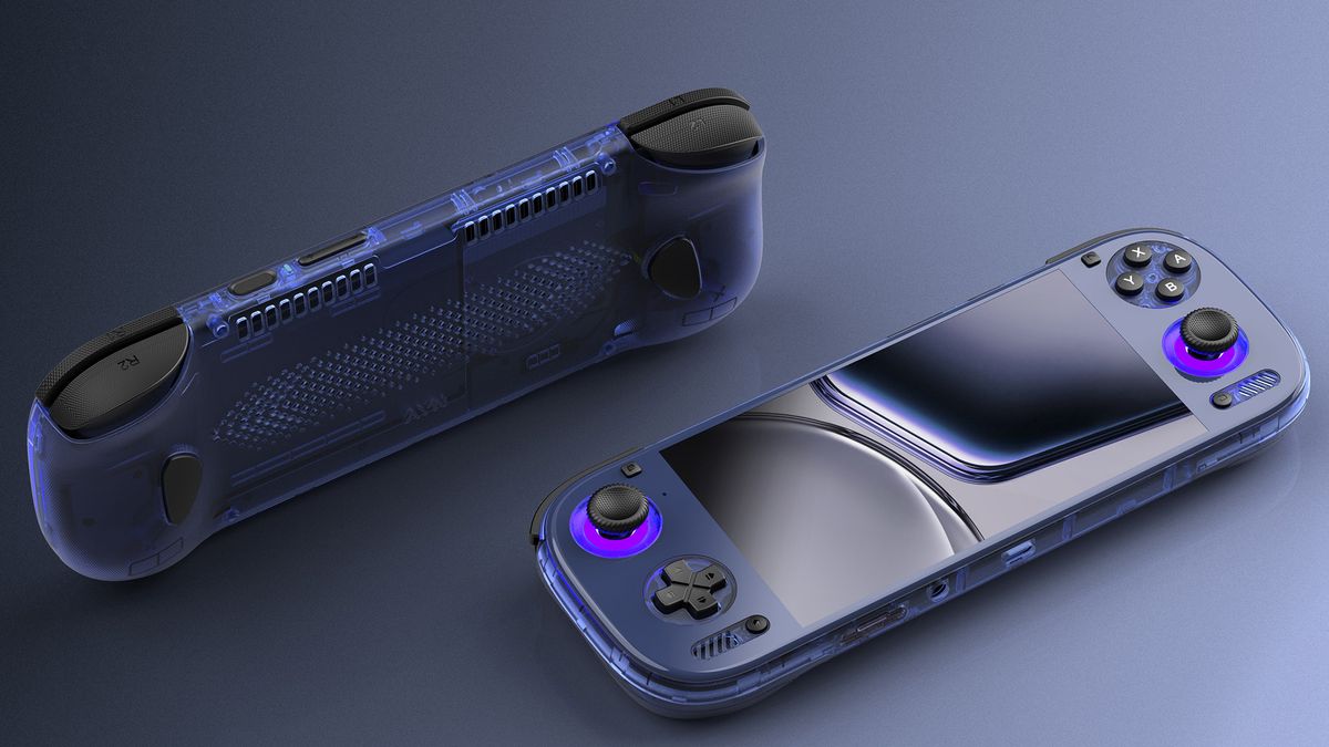 Render of AYN Odin 3 in Clear Blue