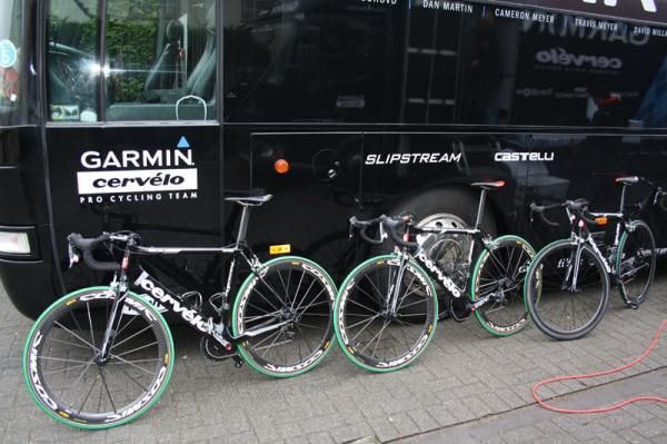 The Garmin-Cervelo bikes before the ride