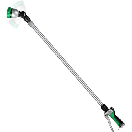 Restmo Telescopic Metal Watering Wand, 36-60 Inch Long Adjustable Tube With 180&amp;deg; Ratcheting Head, 7 Spray Patterns and Flow Control | Garden Hose Sprayer for Hanging Baskets, Shrubs, Lawn, Green