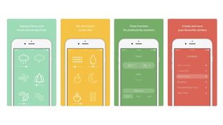 Screenshots of the Noisli app from the Apple App Store.