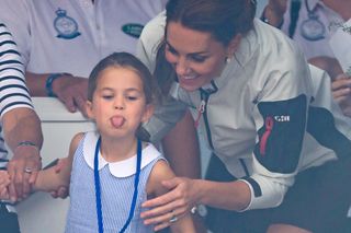 Princess Charlotte of Cambridge and Catherine, Duchess of Cambridge having fun together after the inaugural King’s Cup regatta hosted by the Duke and Duchess of Cambridge on August 08, 2019 in Cowes, England