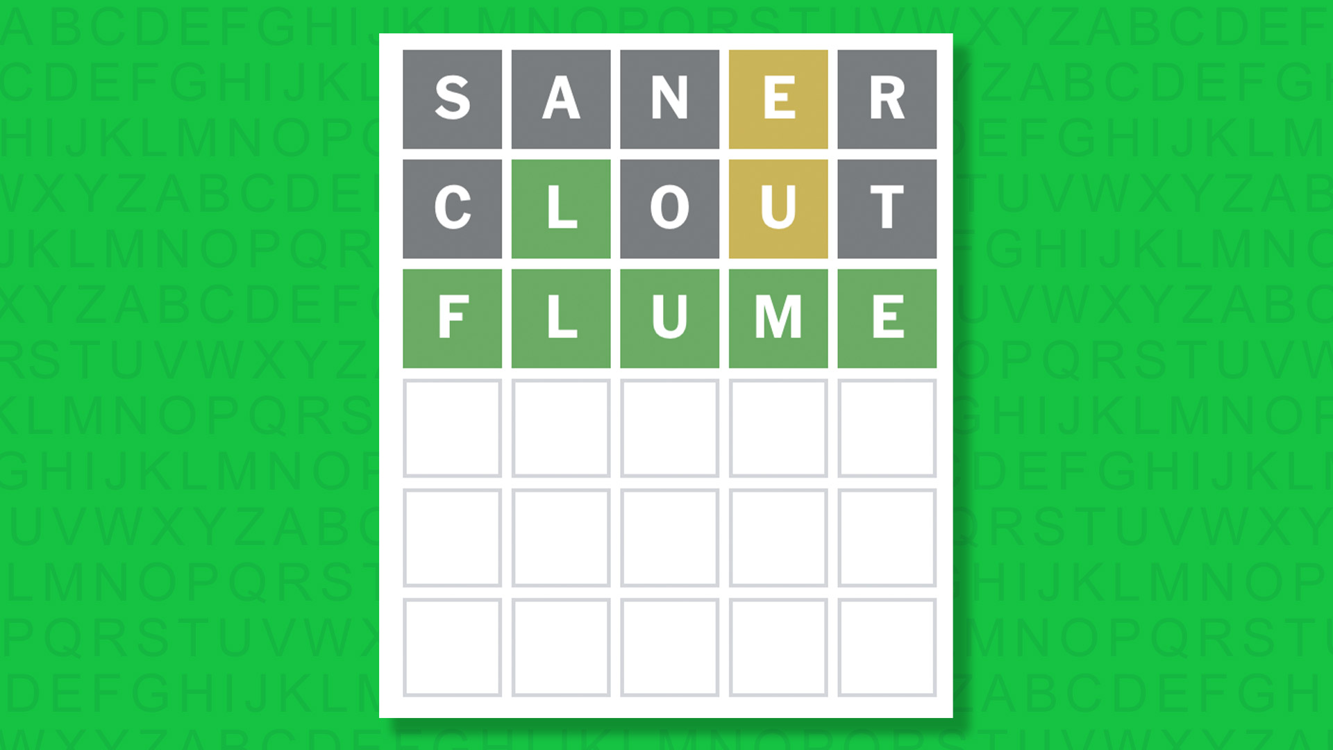 NYT Wordle answer for game 1867 on a green background