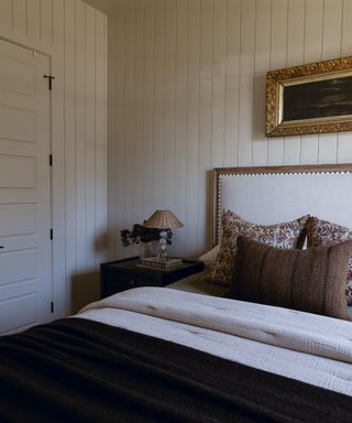 Bedroom painted in Accessible Beige by Sherwin Willams