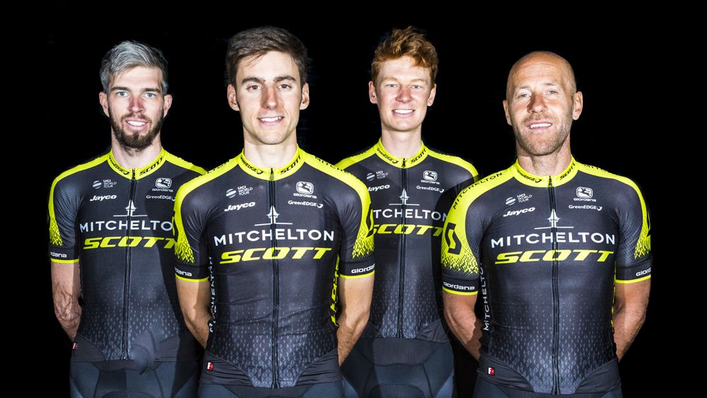 Riders from the men's team model the new kit