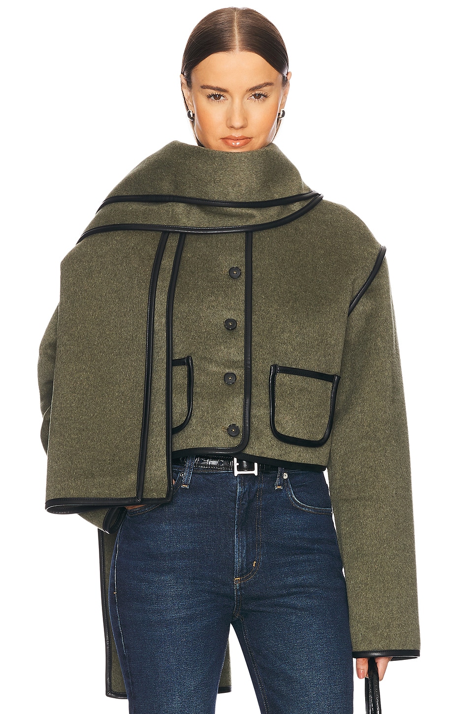 Boxy Jacket With Detachable Scarf