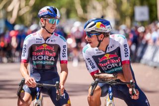 Two Red Bull-Bora-Hansgrohe riders in their new kit