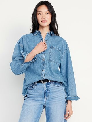 Boyfriend Button-Down Jean Tunic