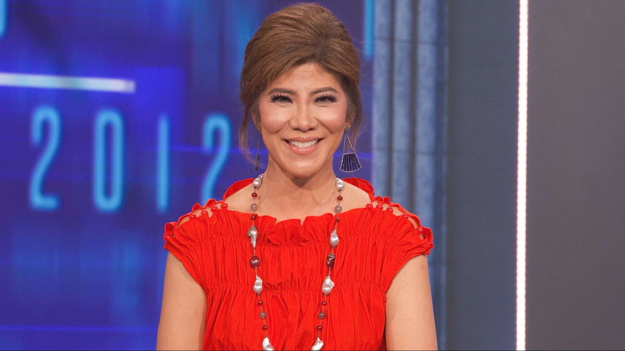 Julie on the Big Brother Season 28 stage. 