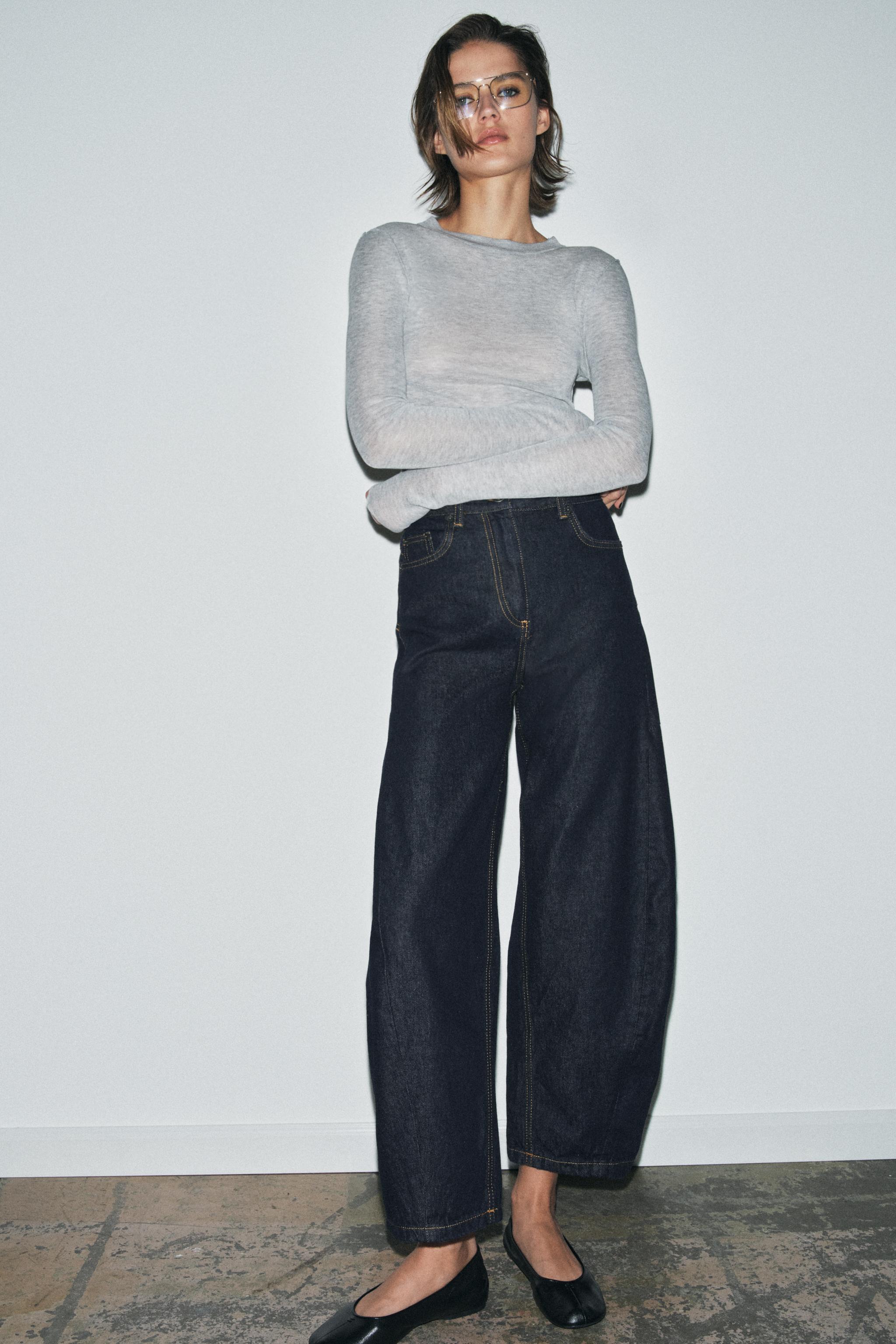 Zw Collection Ankle Balloon Mid-Waist Jeans