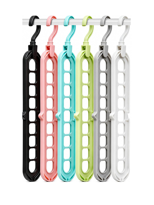 Pack of 6 Multifunctional Space Saving Hangers With Holes
