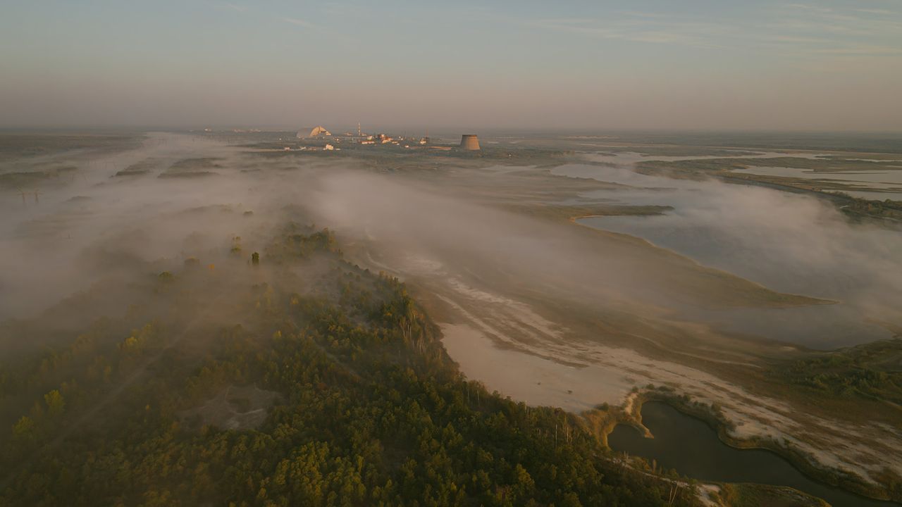 An aerial view of the Chernobyl exclusion zone
