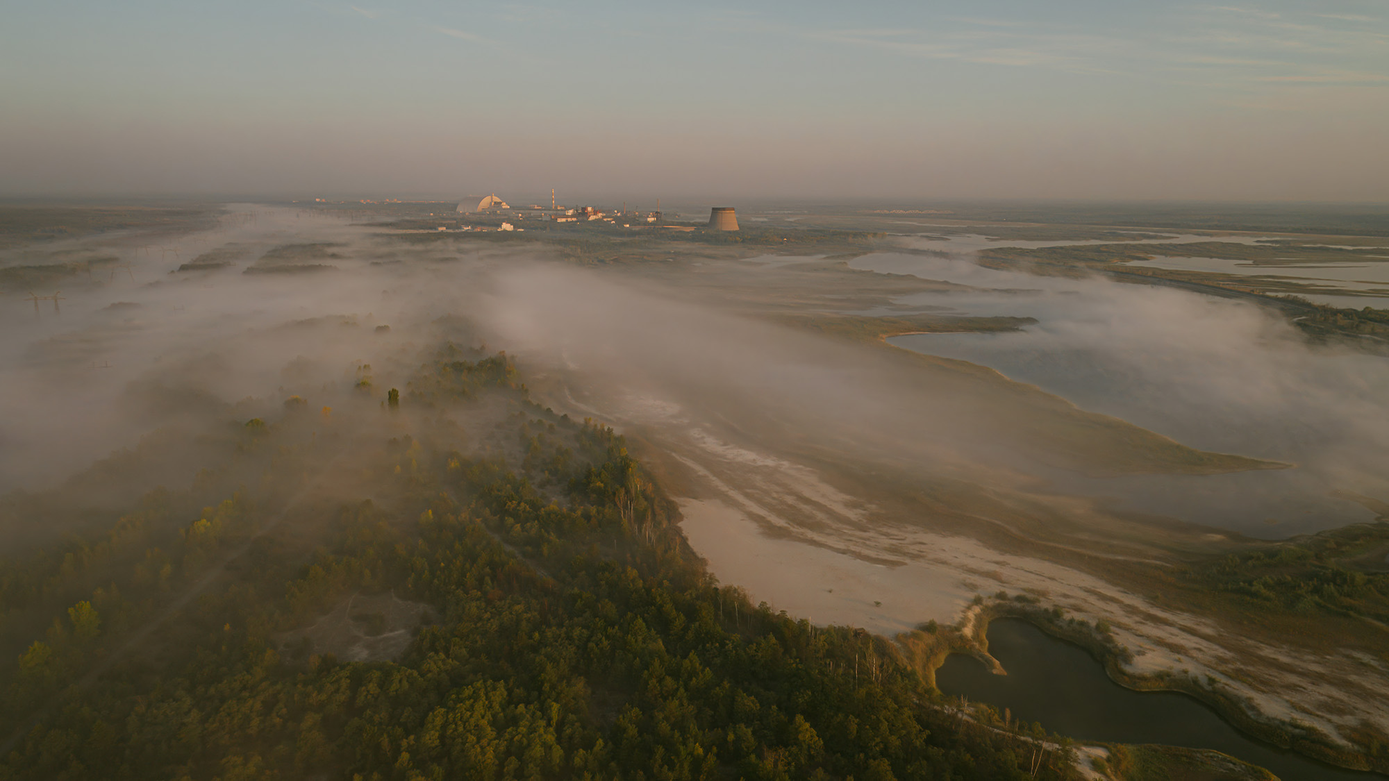 An aerial view of the Chernobyl exclusion zone