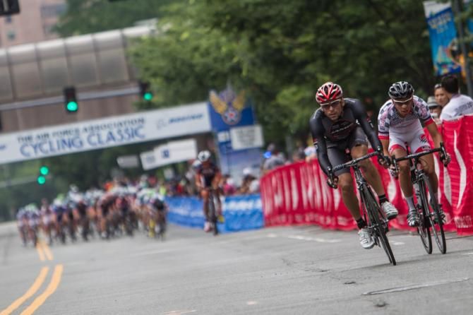 Jamis-Hagens Berman and Predator Racing send riders off the front.