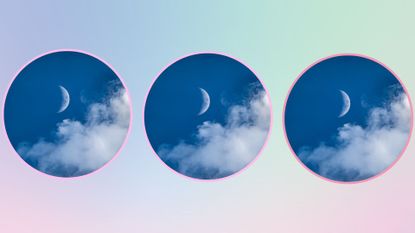 three new moons on a pastel background