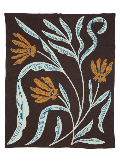 Flora Vision Merino Wool Knit Throw Blanket