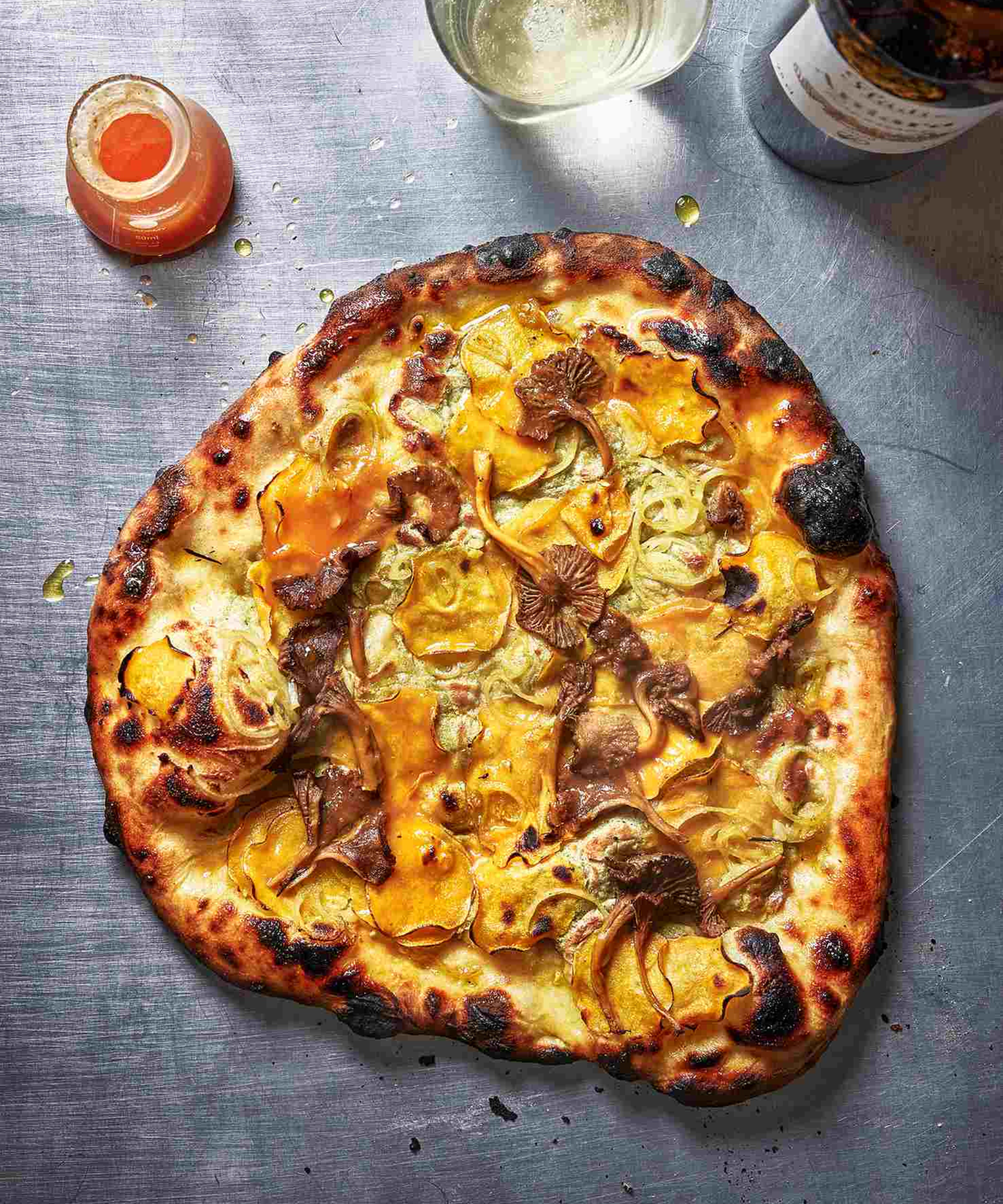 Ooni&#039;s Chanterelle and Sweet Potato Pizza with Sour Tomato Sauce and Pumpkin Seed Butter
