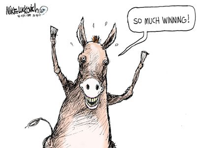 Political cartoon U.S. Democrats Doug Jones Roy Moore election loss