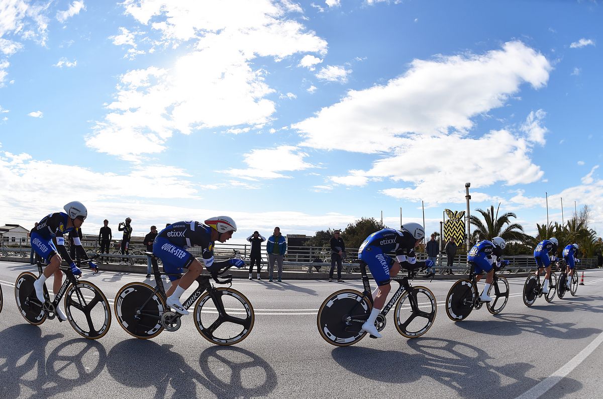 Etixx-Quick Step riding to second place