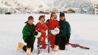 Prince William And Prince Harry With Princess Beatrice And Princess Eugenie In Klosters, Switzerland in 1995