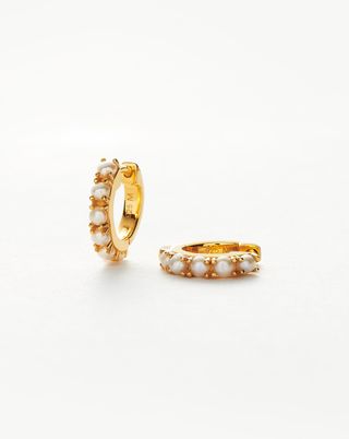 Gemstone Huggies | 18ct Gold Plated Vermeil/pearl