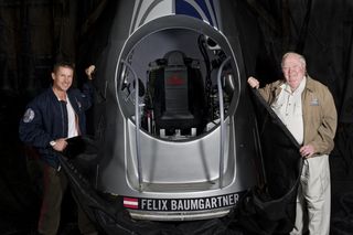 Baumgartner and Kittinger Present Red Bull Stratos Capsule