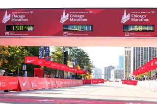 A general view of the finish line of the 2022 Chicago Marathon at Grant Park