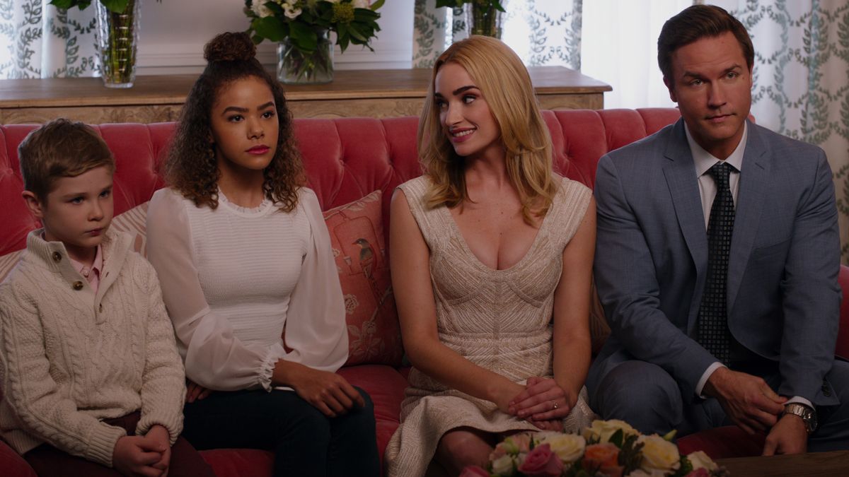 From left, Diesel la Torraca as Austin, Antonia Gentry as Ginny, Brianne Howey as Georgia, and Scott Porter as Mayor Paul Randolph in &quot;Ginny &amp; Georgia&quot; on Netflix.