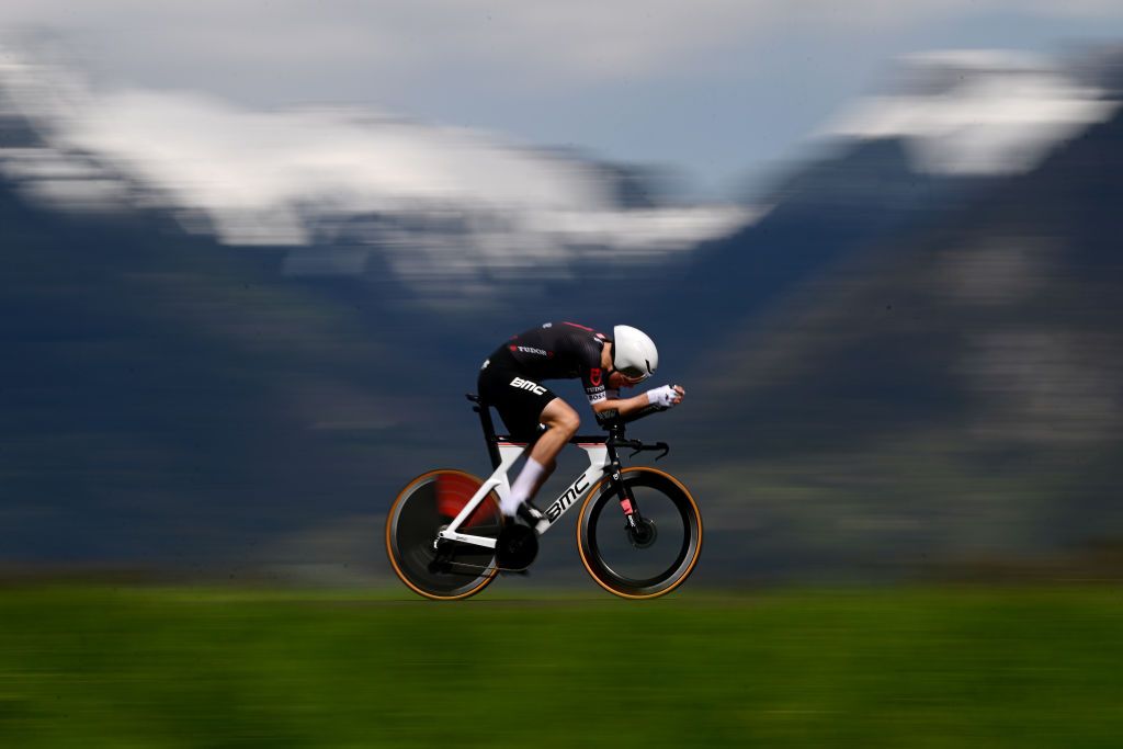 PORTVALAIS SWITZERLAND APRIL 25 Arthur Kluckers of Luxembourg and Tudor Pro Cycling Team sprints during the 76th Tour De Romandie 2023 Prologue a 682km stage from PortValais to PortValais UCIWT on April 25 2023 in PortValais Switzerland Photo by Dario BelingheriGetty Images