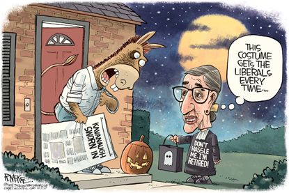 Political cartoon U.S. Ruth Bader Ginsburg Halloween costume retired liberals