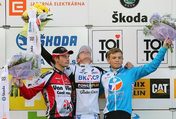Podium (l-r): Christoph Pfingsten (Van Vliet EBH Elshof), 2nd; Radomir Simunek Jr. (BKCP - Powerplus), 1st; Steve Chainel (Bbox Bouygues Telecom), 3rd