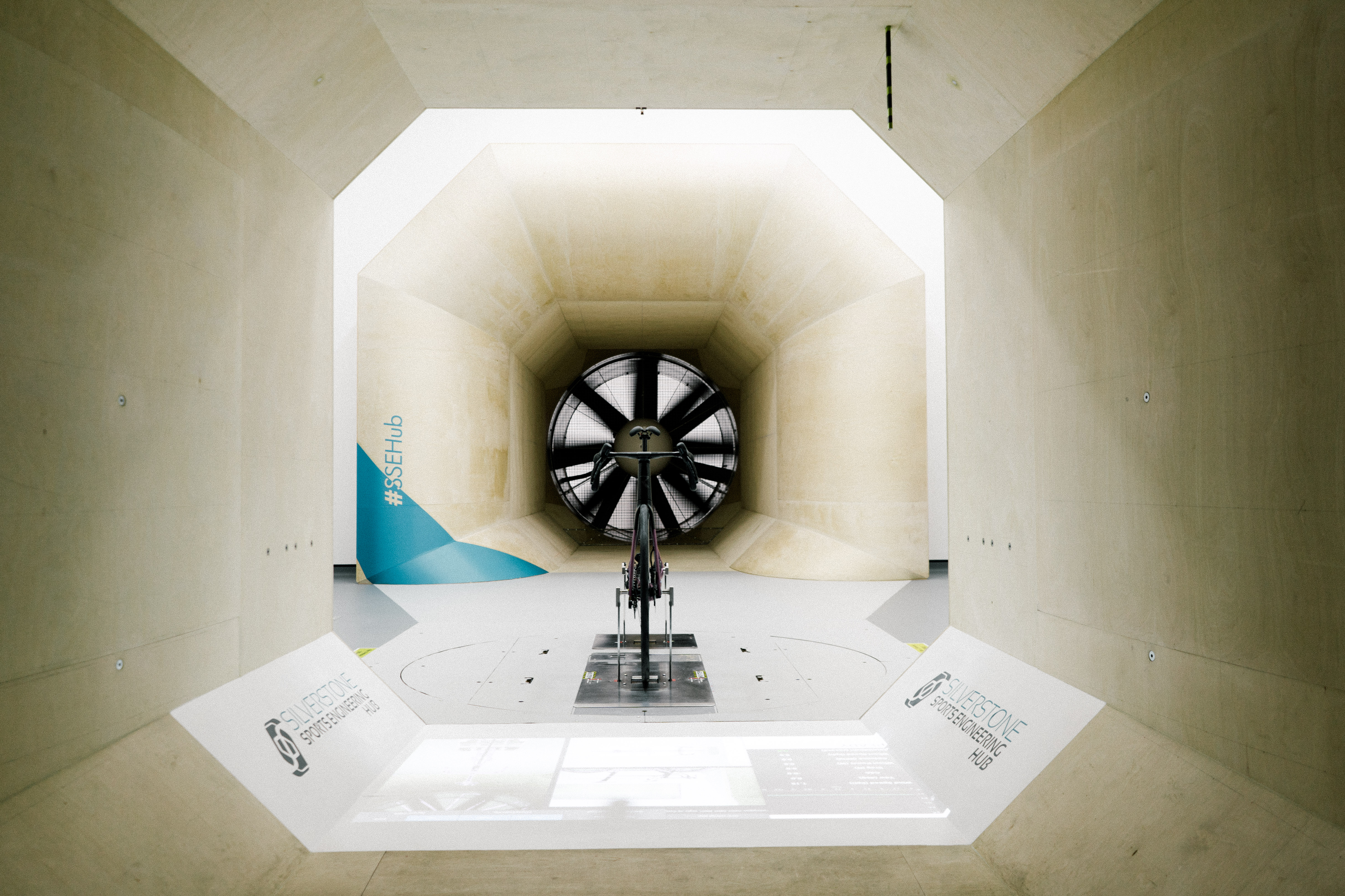 A Reap Vekta bike stands in the wind tunnel