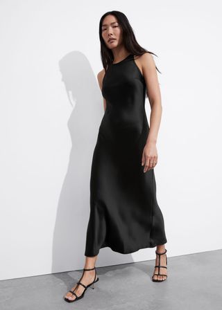 Slim Satin Midi Dress