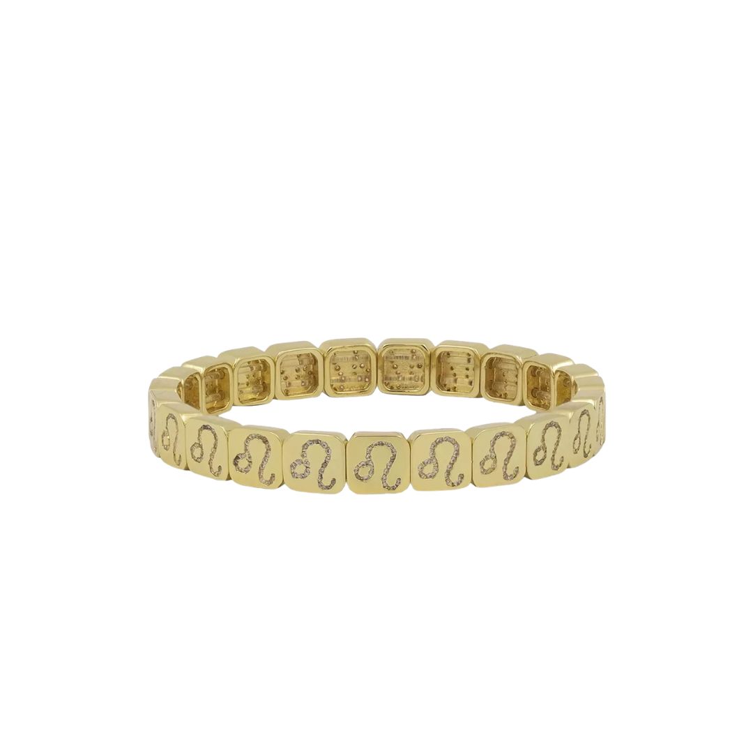 LISA GOZLAN, The Zodiac Leo 18ct Yellow Gold-Plated Brass and Cubic Zirconia Bracelet - 6in
