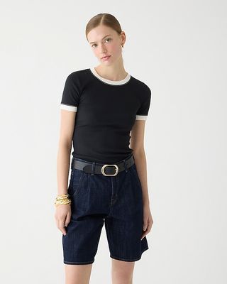 Vintage Rib Shrunken T-Shirt With Contrast Trim