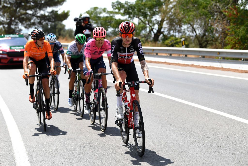 VALDEPEAS DE JAN SPAIN AUGUST 25 Harm Vanhoucke of Belgium and Team Lotto Soudalin the Breakaway during the 76th Tour of Spain 2021 Stage 11 a 1336km stage from Antequera to Valdepeas de Jan 1009m lavuelta LaVuelta21 on August 25 2021 in Valdepeas de Jan Spain Photo by Tim de WaeleGetty Images
