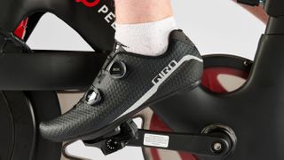 Giro Regime cycling shoe, one of the best shoes for Peloton, being tested
