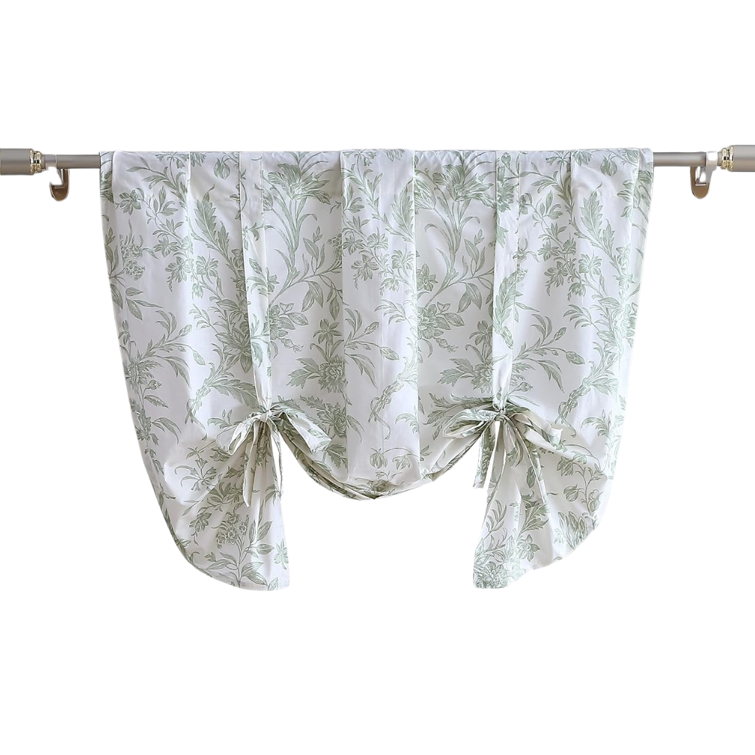Laura Ashley - Valance, Cotton Tie Up Window Treatment, Chic Home Decor (natalie, 25" X 50")