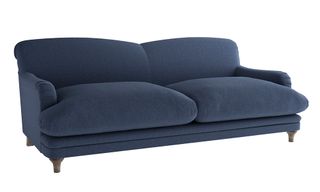 navy blue sofa with white background