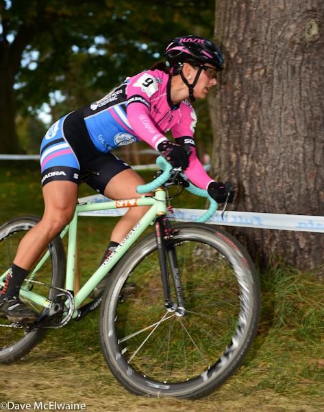 Crystal Anthony (Optum Pro Team) riding in fifth place on lap three