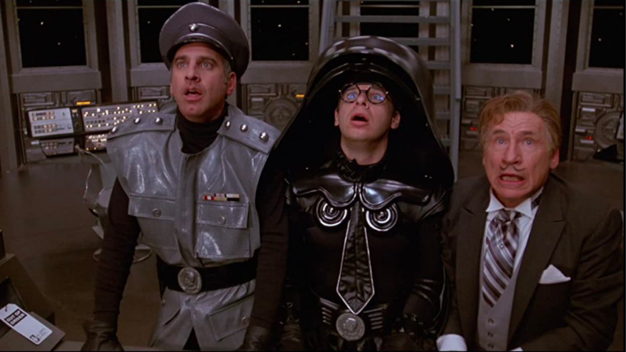 George Wyner, Rick Moranis, and Mel Brooks in Spaceballs