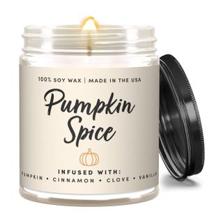 Pumpkin spice candle with lid