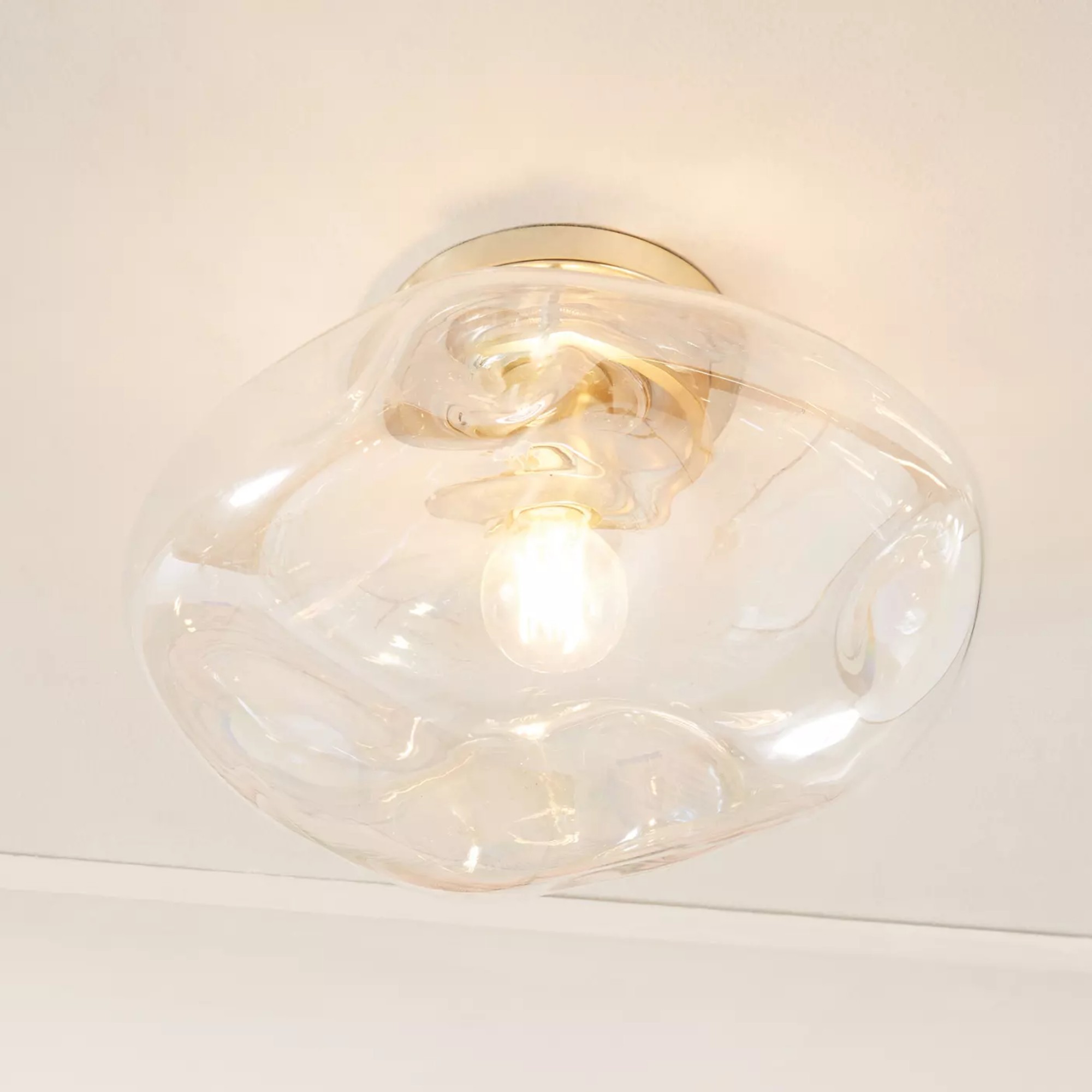 Anthropologie Iridescent Glass Flush Mount Ceiling Light