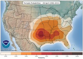 Tornado Probabilities Map - April 8, 2015