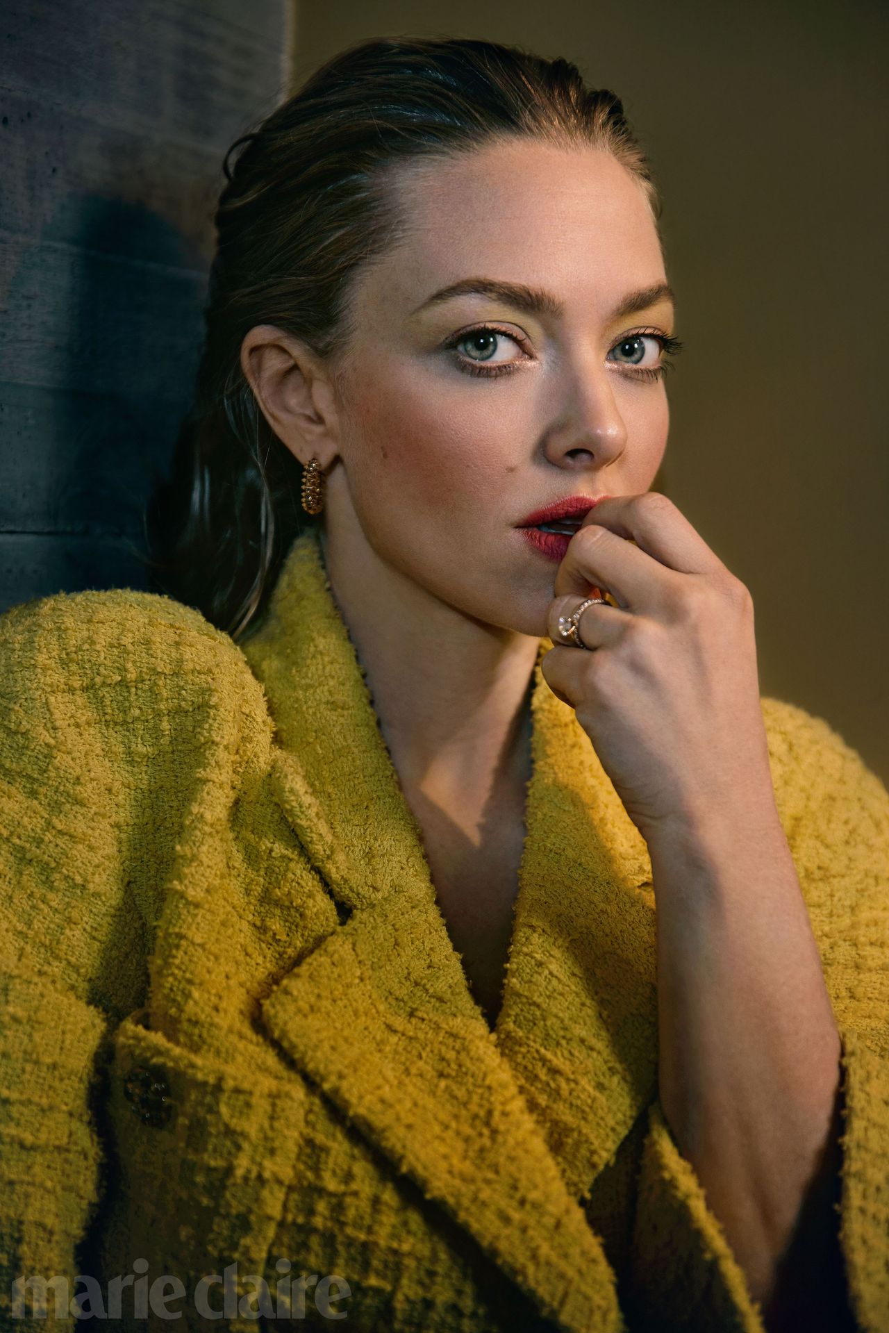 Amanda Seyfried in a yellow Chanel blazer