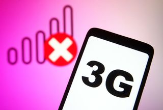 3g sign is seen on a smartphone screen and no signal icon in the background