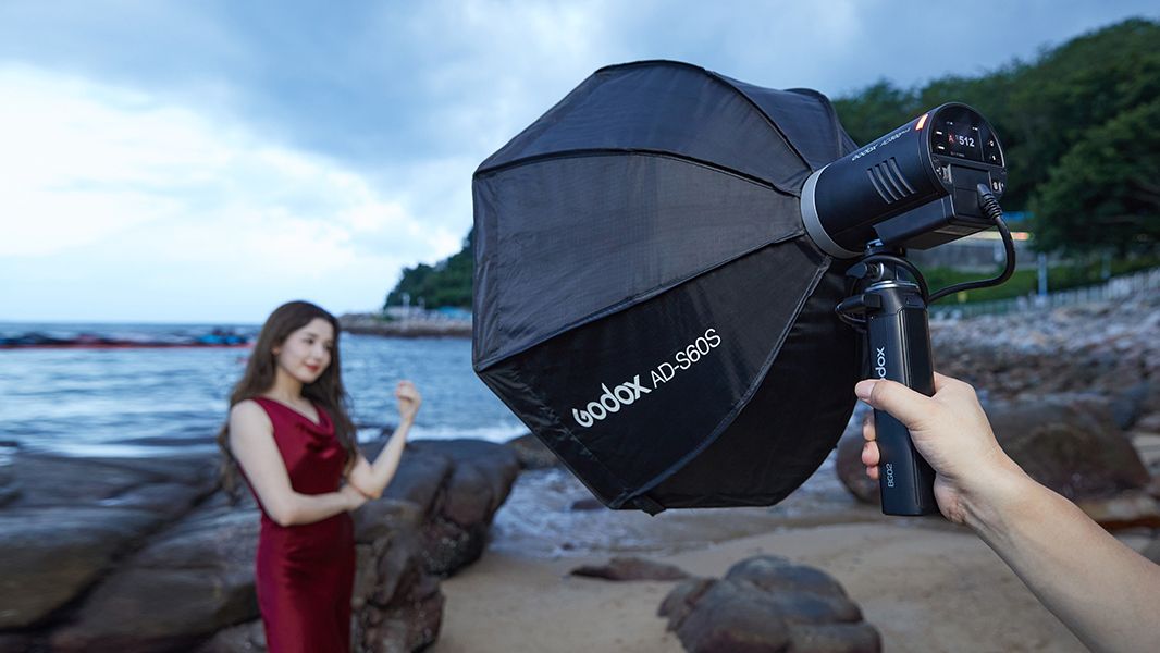 The Godox AD300ProII in use